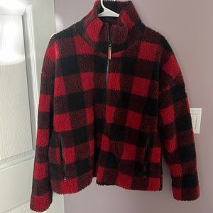 Red Fuzzy Sherpa Jacket